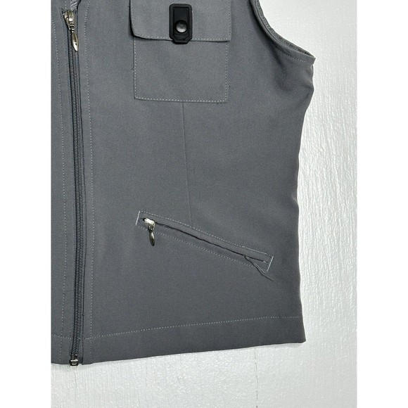 Y2K Utility Moto Vest Size Medium No Boundaries Juniors Gray Zipper Pocket VTG - Picture 5 of 8